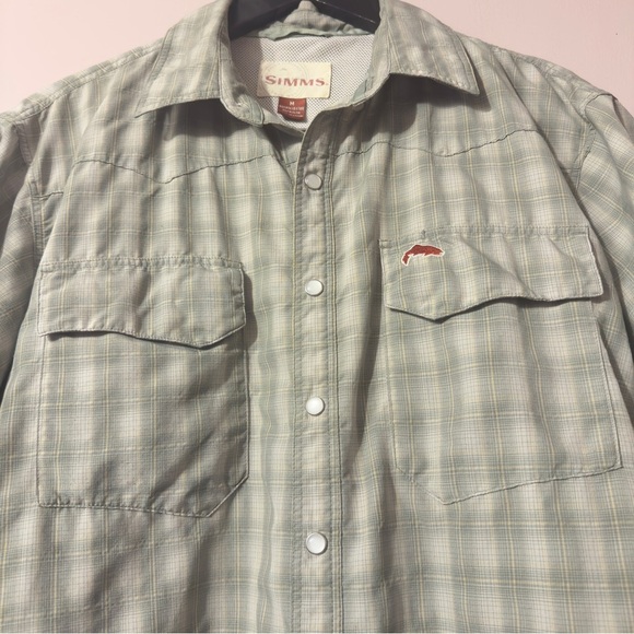 Simms Snap Button Plaid Shirt Green Men Size M - Picture 4 of 7